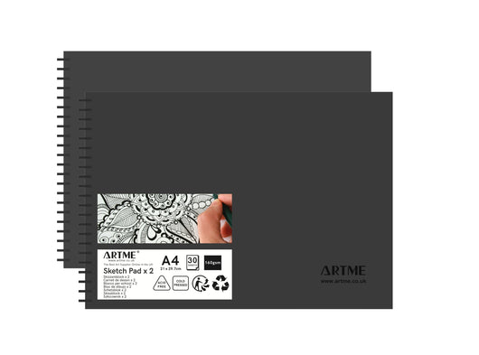 Artme A4 Sketch Pad, 30 Sheets 160gsm, Spiral Bound, Sketchbook - 2pk
