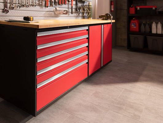 Pro Series 6 Piece Cabinet Set with Base, Wall Cabinet, Locker and Utility Cart
