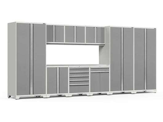 Pro Series 10 Piece Cabinet Set with Lockers, Tool Drawer Cabinet and 84 in. Worktop