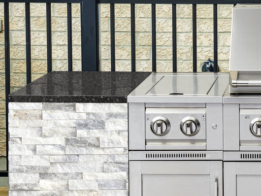Outdoor Kitchen Signature Series 9 Piece Cabinet Set With Kamado, Platinum Grill and Grill Cabinet