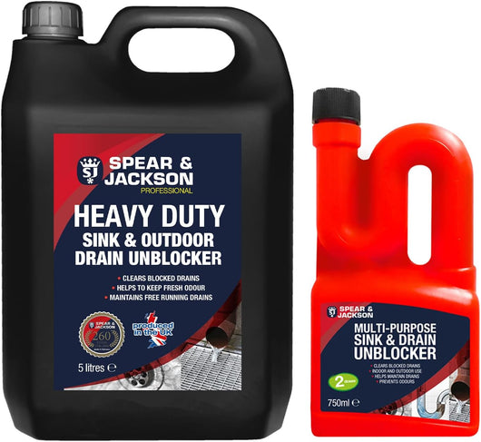 Spear & Jackson Multi-Purpose Sink & Drain Un-blocker 5L and 750ml