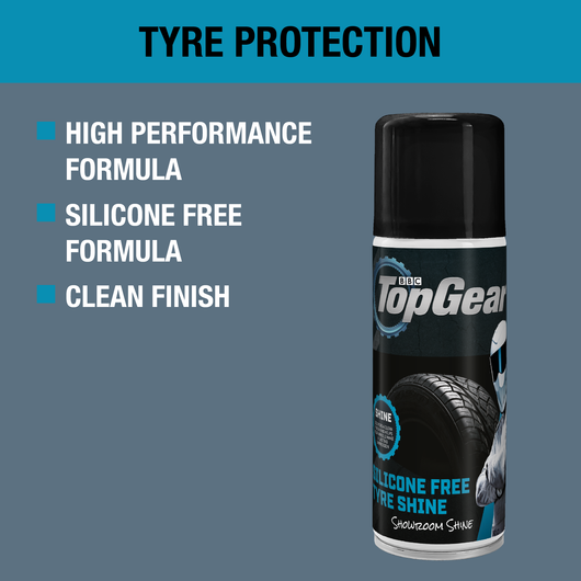 Top Gear Tyre Shine Silicone-Free, 500 ml, Aerosol, 1 x Applicator Pad (Yellow)