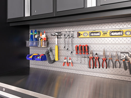 Pro Series 7 Piece Cabinet Set with Base, Wall, Tool Drawer Cabinet, Lockers and 56 in. Worktop