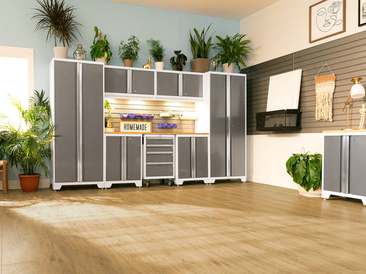 Bold Series 9 Piece Cabinet Set with 2 Base, Tool, Wall Cabinets and 30 in. Lockers