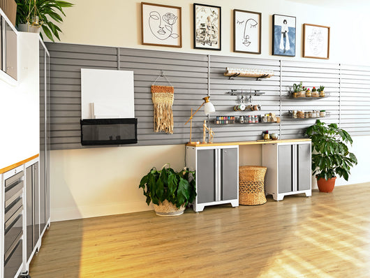 Bold Series 9 Piece Cabinet Set with 2 Base, Tool, Wall Cabinets and 30 in. Lockers