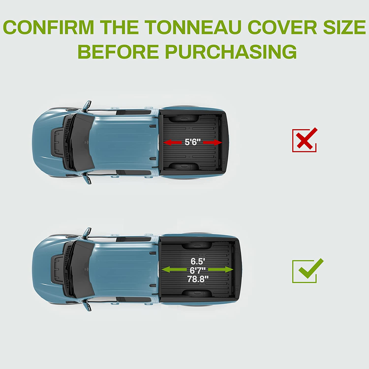 YITAMOTOR® 2015-2024 Ford F-150 F150 (Excl. Raptor Series) 6.5ft Soft Tri-fold Truck Bed Tonneau Cover