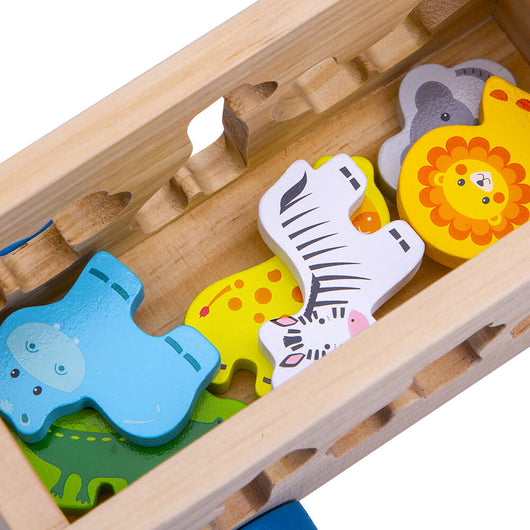 Safari Animals Toy - Wood Car Toy