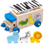Safari Animals Toy - Wood Car Toy