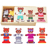 Wooden Puzzle Game - Bears Dress Up Set