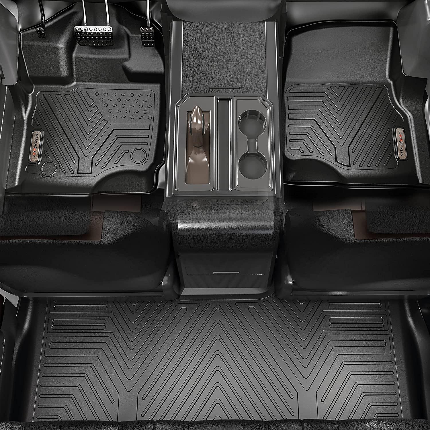 YITAMOTOR® 17-23 Honda Ridgeline Crew Cab Floor Mats Cargo Liner, Custom-Fit Black TPE 1st, 2nd & 3rd Row All-Weather Protection