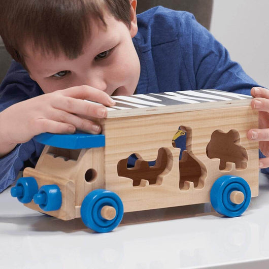 Safari Animals Toy - Wood Car Toy