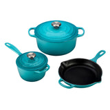 Le Creuset Signature Enameled Cast Iron 5-Piece Cookware Set, Caribbean
