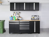Pro Series 10 Piece Cabinet Set with Lockers, Tool Drawer Cabinet and 84 in. Worktop