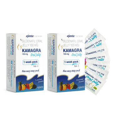 Kamagra oral jelly packaging on a white background