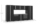 Pro Series 9 Piece Cabinet Set with Wall, Base, Tool Drawer, Multi-Function Cabinet, Lockers, and 84 in. Worktop
